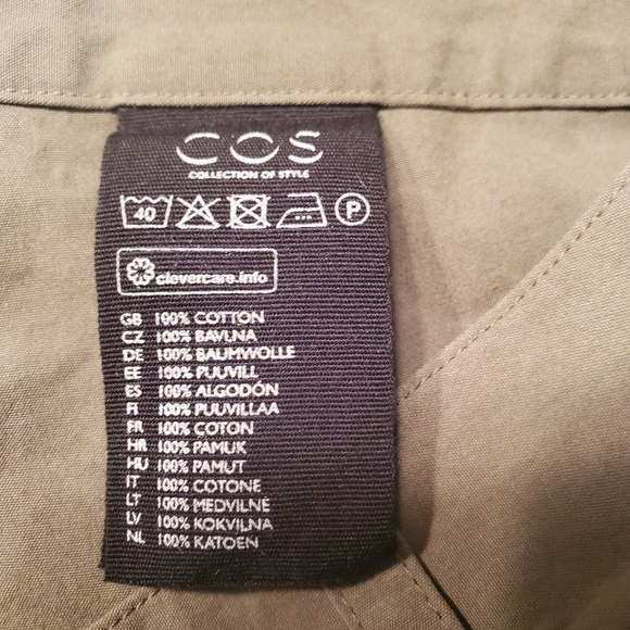 COS Button-up 100% Cotton High Rise Relaxed Everyday Chinos In Khaki Green M - Picture 11 of 12